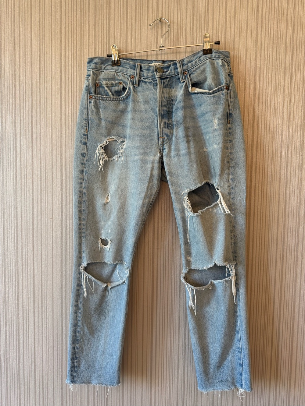 GRLFRND Light Blue Ripped Slim Straight Jeans